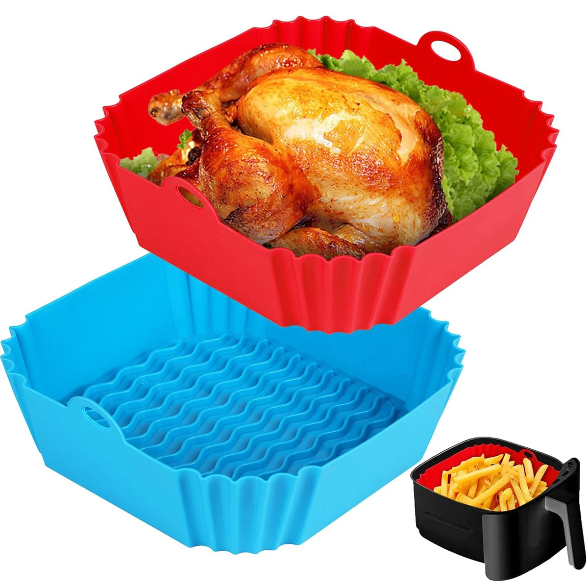 Air Fryer Silicone Pot Liner - Cestelli in Silicone per Friggitrice ad